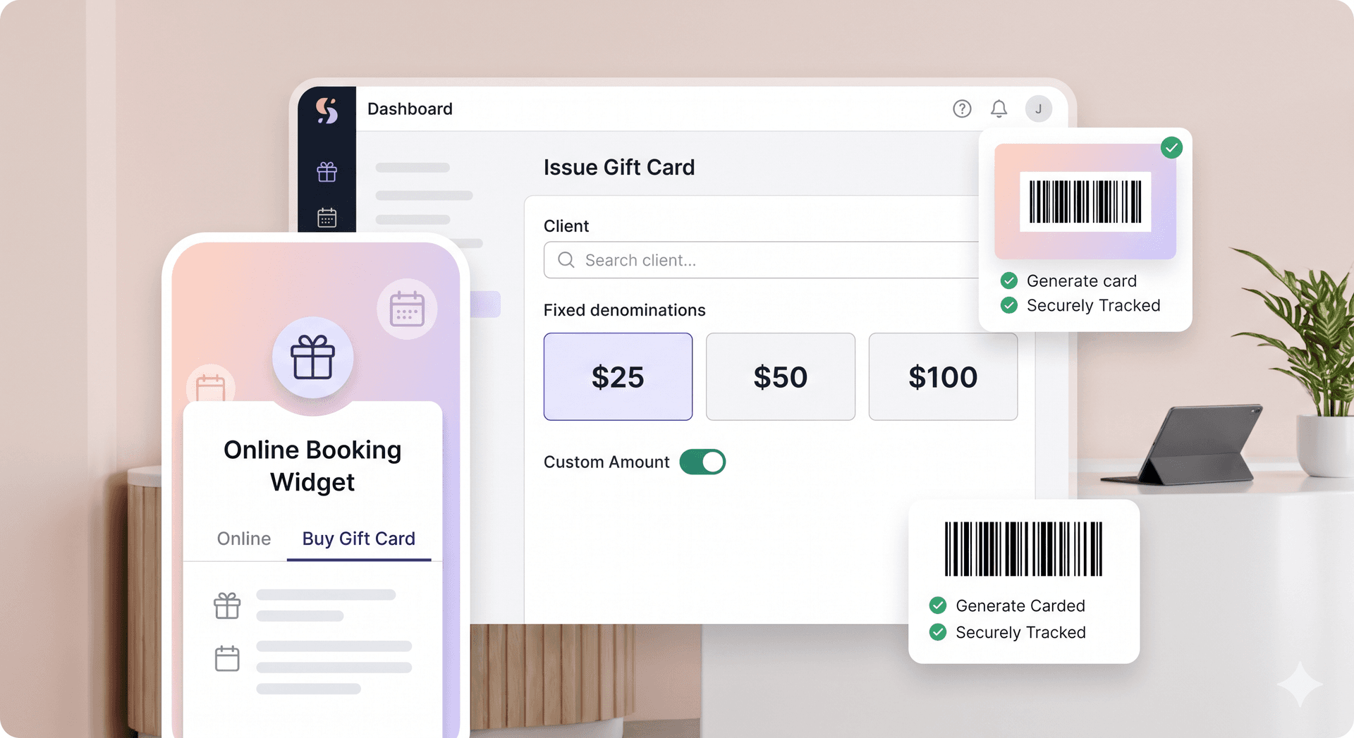 Create salon gift cards using BarbNow gift card software
