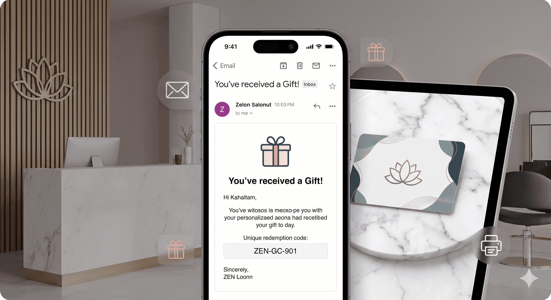 Digital and physical salon gift cards
