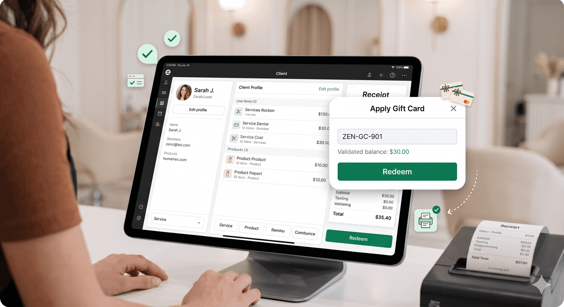 Redeeming salon gift cards at checkout using BarbNow POS