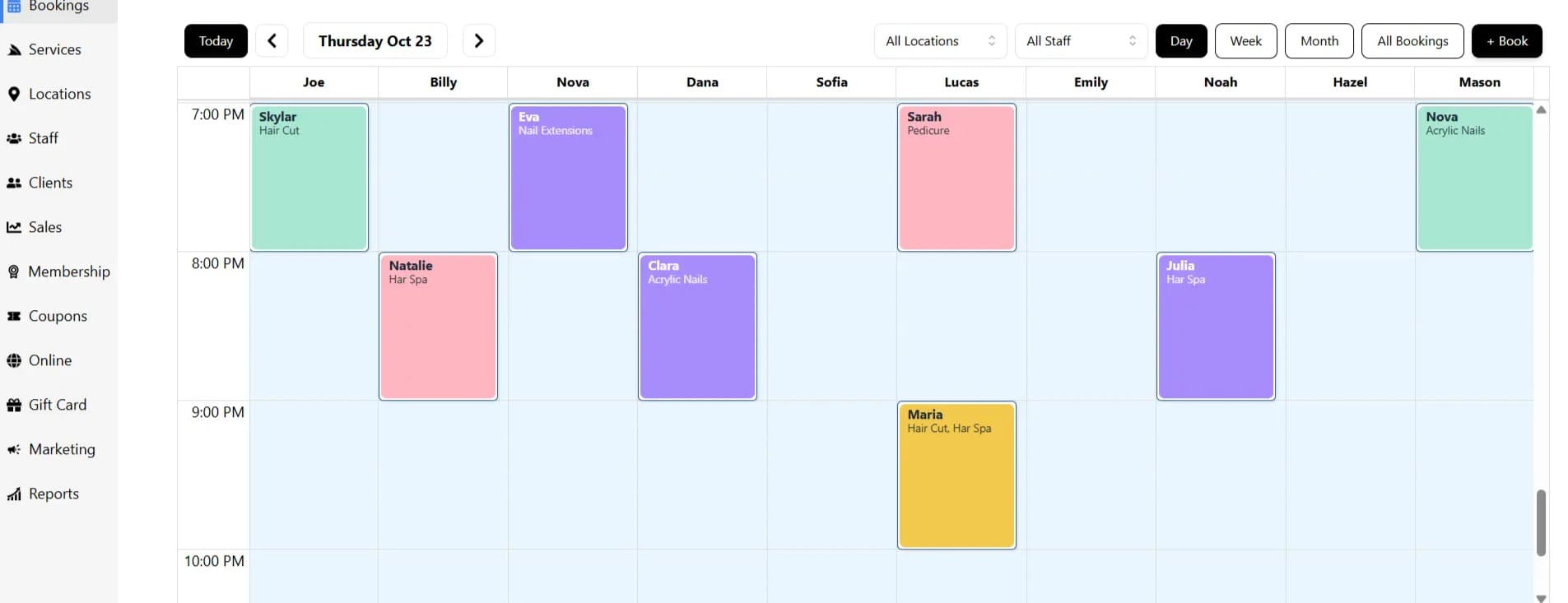 BarbNow salon and spa management software dashboard